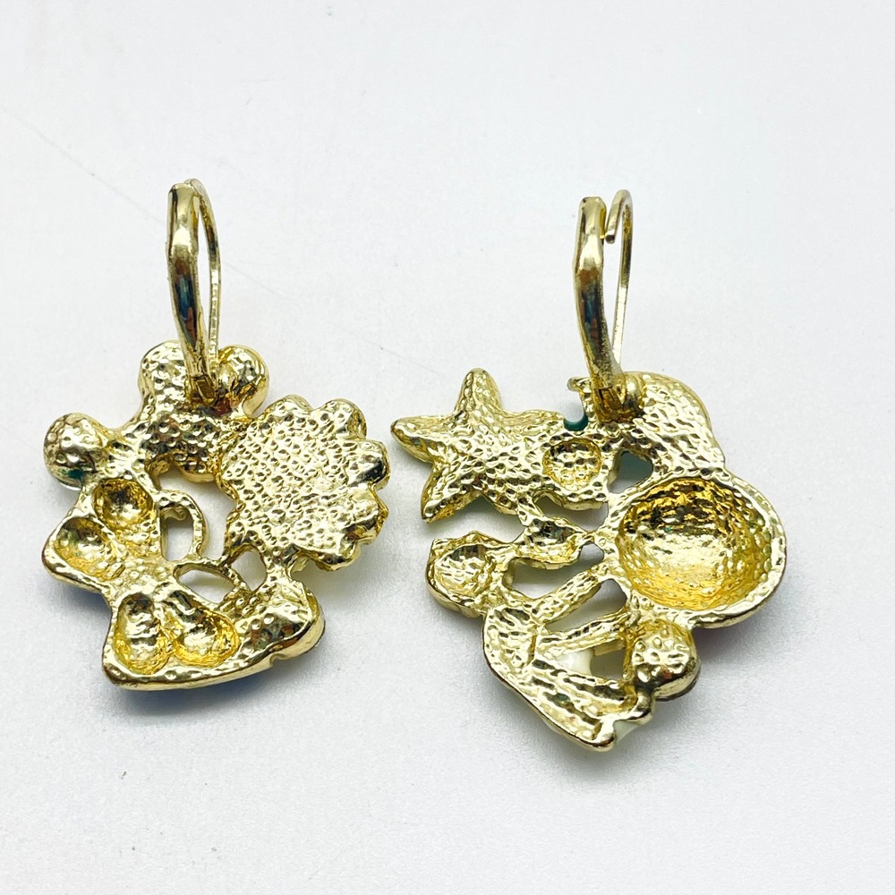 Vintage Earrings Lot of 2 Bug Floral Daisy Enamel Flower Statement Retro - Picture 2 of 16